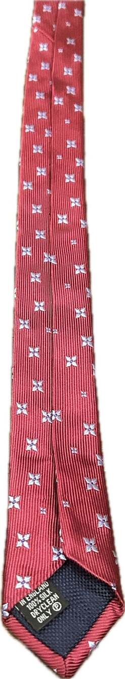 PINK Thomas Pink Men's Red Silk Tie w Blue Floral Motif luxury English country - Picture 9 of 10